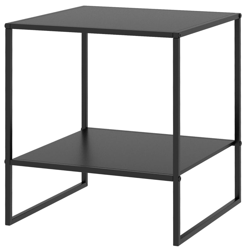 Tavolino 40x40x45 cm con ripiano aperto in acciaio nero