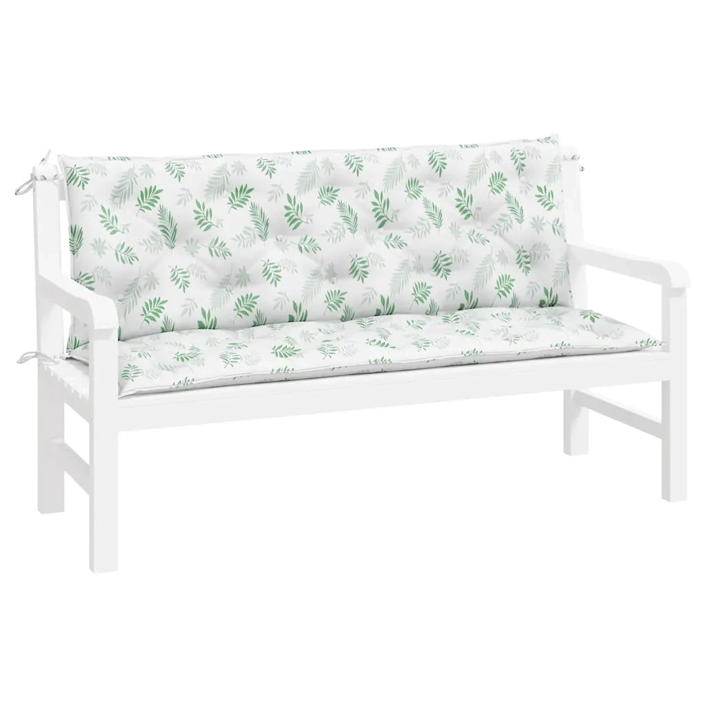 Cuscini Panca Giardino 2 pz Motivo a Foglie 150x50x7 cm Tessuto 361712