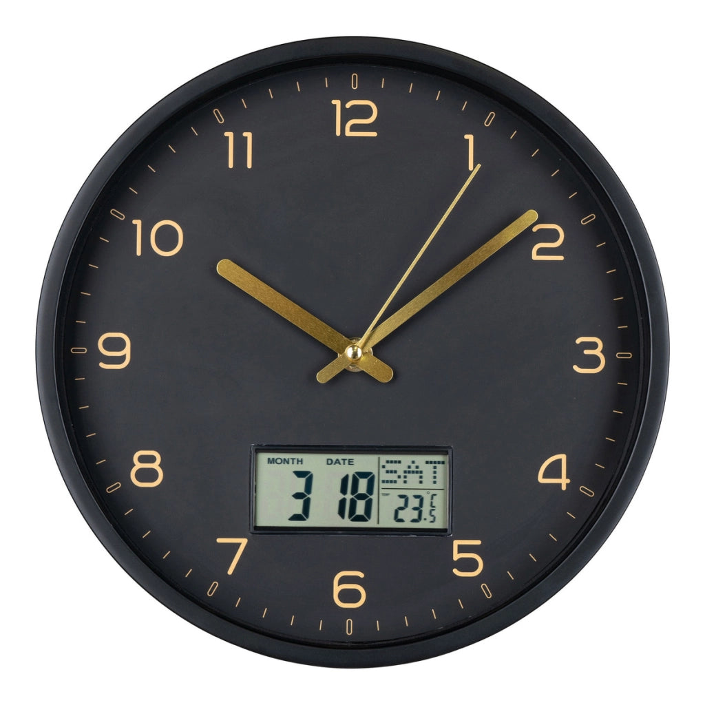 Orologio da parete Amiens nero con display digitale ø25 cm