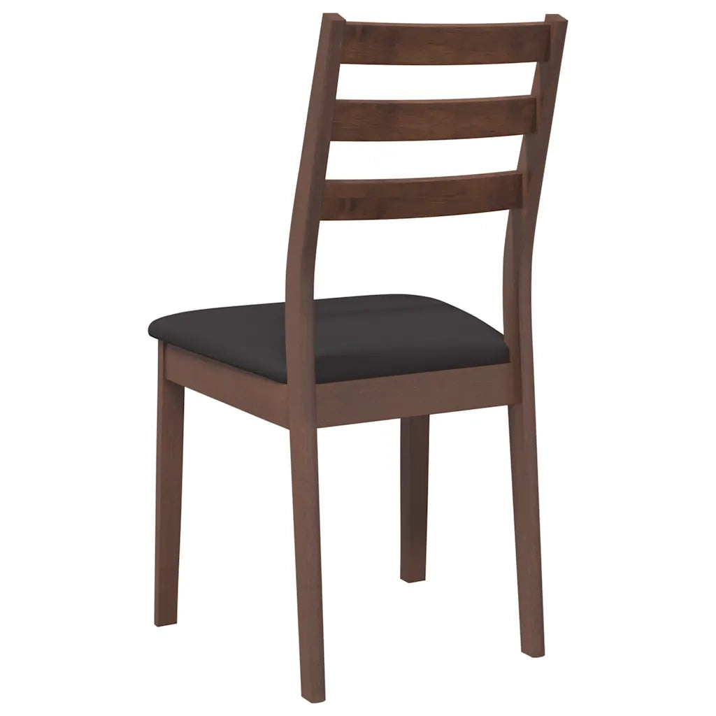 Sedie da Pranzo con Cuscini 2pz Marrone Legno Massello di Hevea 4102516