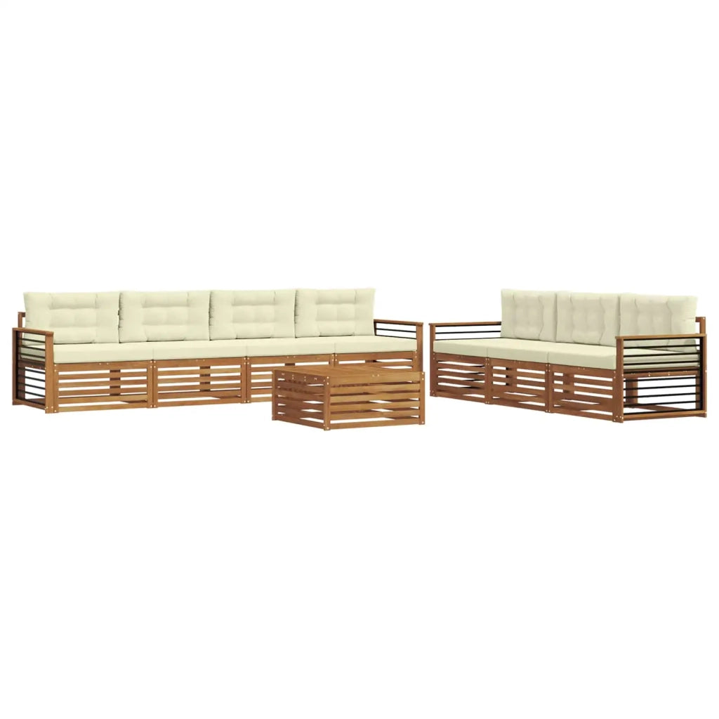 Set di divani da esterno con cuscino 8 pcs Naturale e Crema 3373150