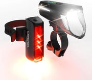 Set di illuminazione per bicicletta Twin Stop 110 Lux con modalità di sensore - regolazione larghezza luce - durata massima 8 ore - nero - 1 pezzo