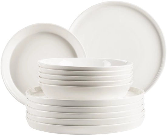 Servizio da Tavola Completo 12 Pezzi Bianco - Set da Cena per 4 Persone - Servizio da Tavola in Porcellana con Piatti da Primo, Piatti da Dolce e Piatti per Antipasti - Servizio da Tavola Elegante