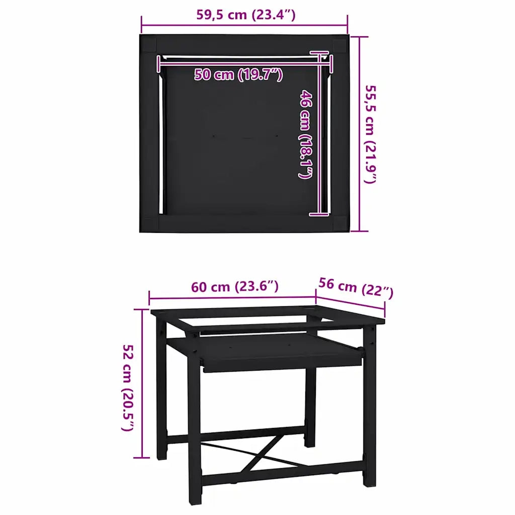 Pedestallo per Lavatrice Nero 60 x 56 x 52 cm Acciaio