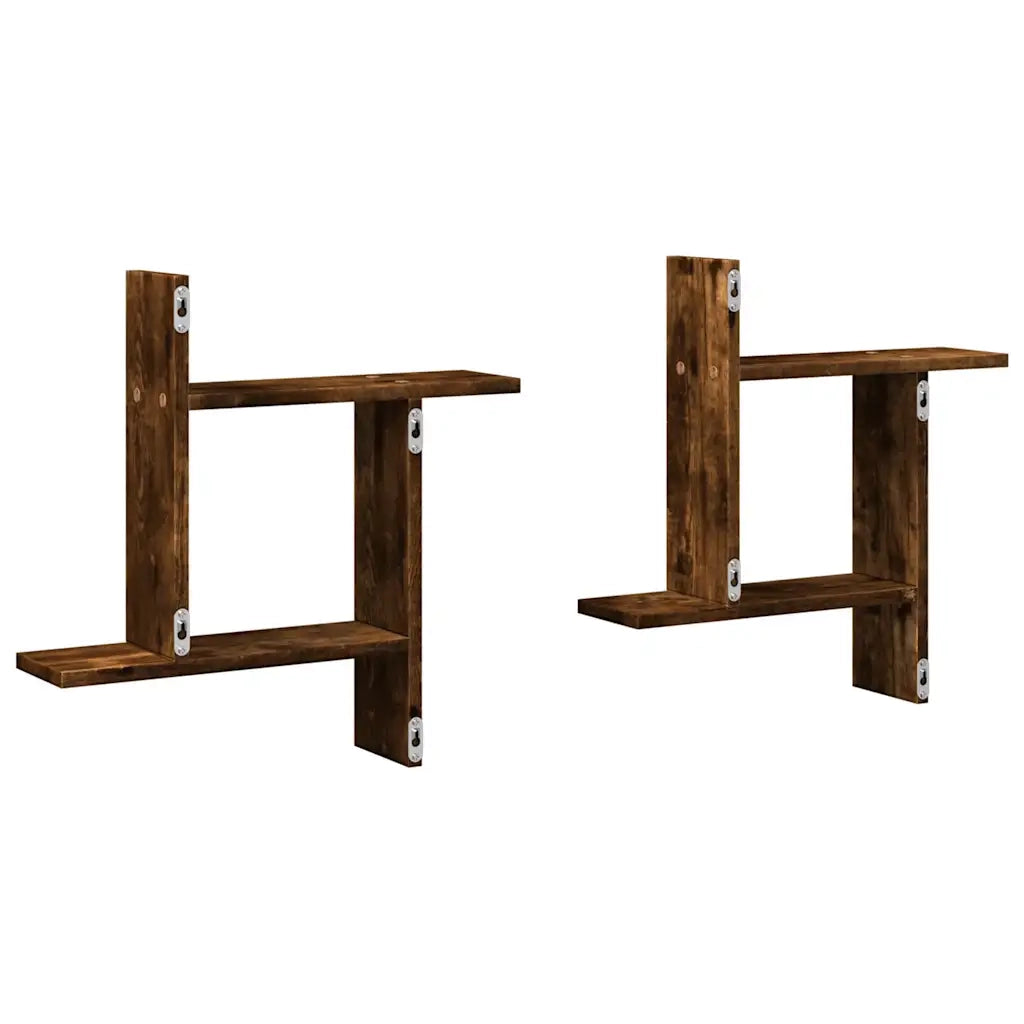 2 pz Mensole da Parete | Scaffali a Parete | Ripiano a parete Rovere Fumo 50x12x50 cm in Truciolato