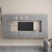 Set Mobile Porta TV 8 pz Grigio Cemento in Truciolato
