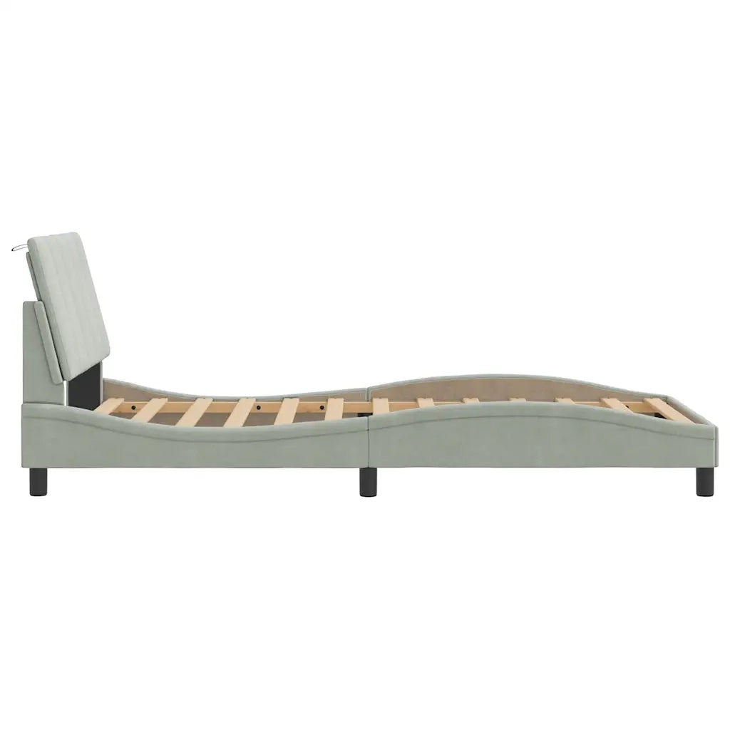 Giroletto senza Materasso Grigio Chiaro 100x200 cm Velluto