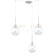 SOSPENSIONE BIANCO 3 LUCI SPOSTABILE VETRI TRASPARENTE 1177BI-S3 S-TR