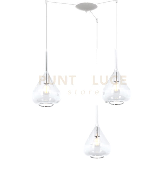 SOSPENSIONE BIANCO 3 LUCI SPOSTABILE VETRI TRASPARENTE 1177BI-S3 S-TR