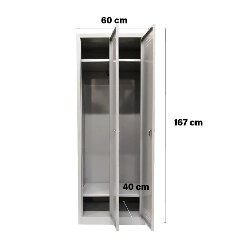 ARMADIO SPOGLIATOIO IN METALLO CON 2 ANTE 60 X 40 X H167 CM