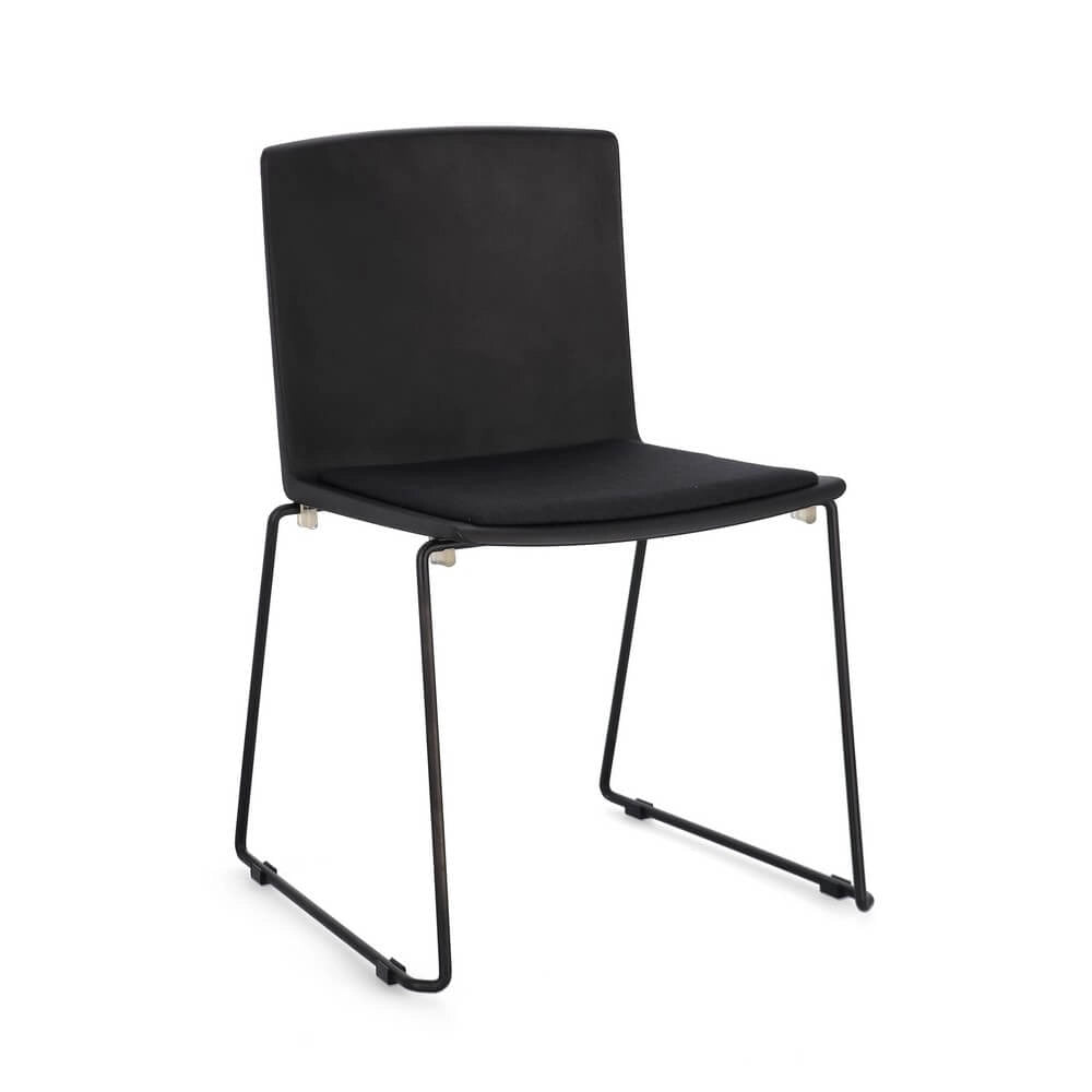 Set di 4 Sedie Impilabili con Seduta Imbottita e Gambe in Acciaio - AMARA