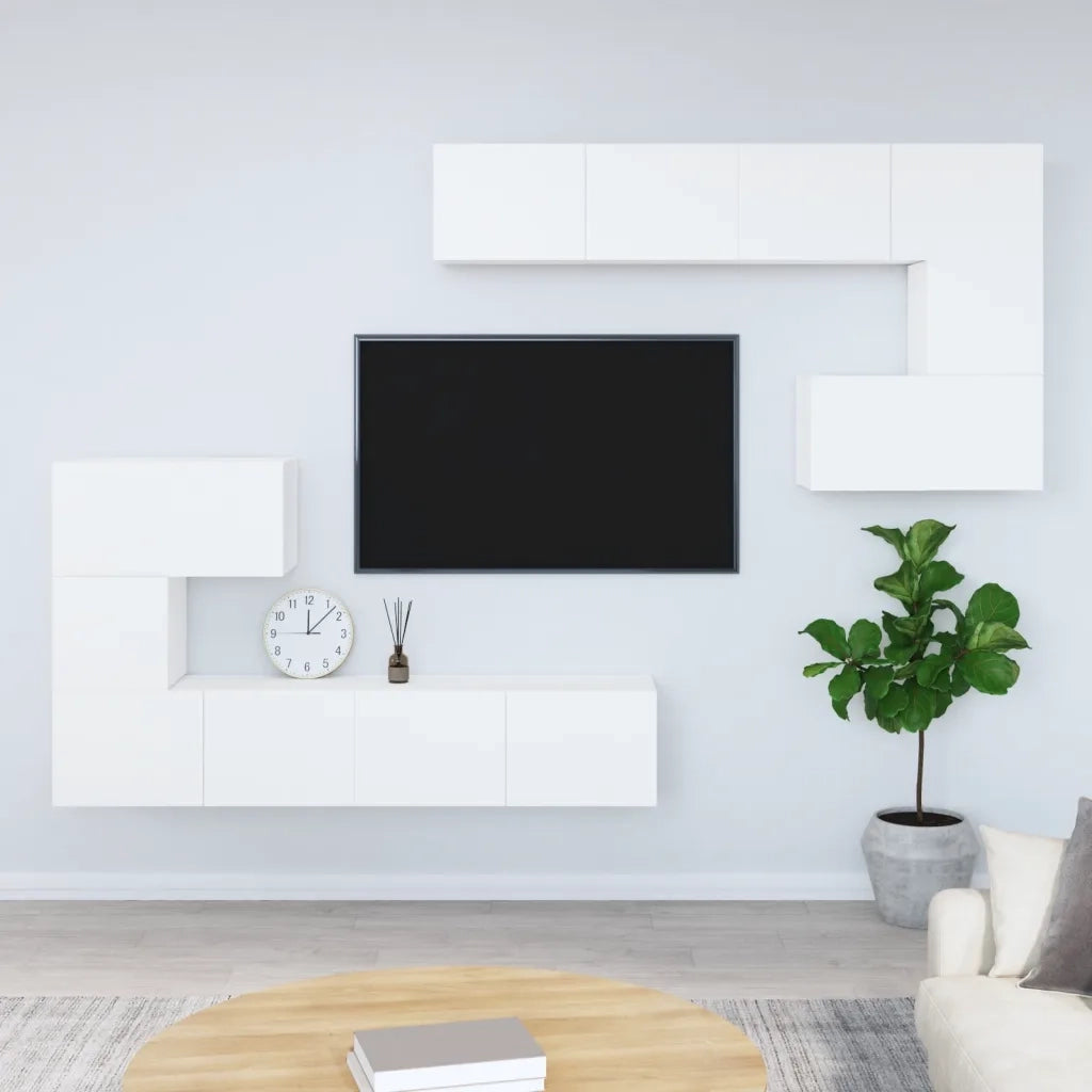 Mobile Porta TV a Parete Bianco in Legno Multistrato