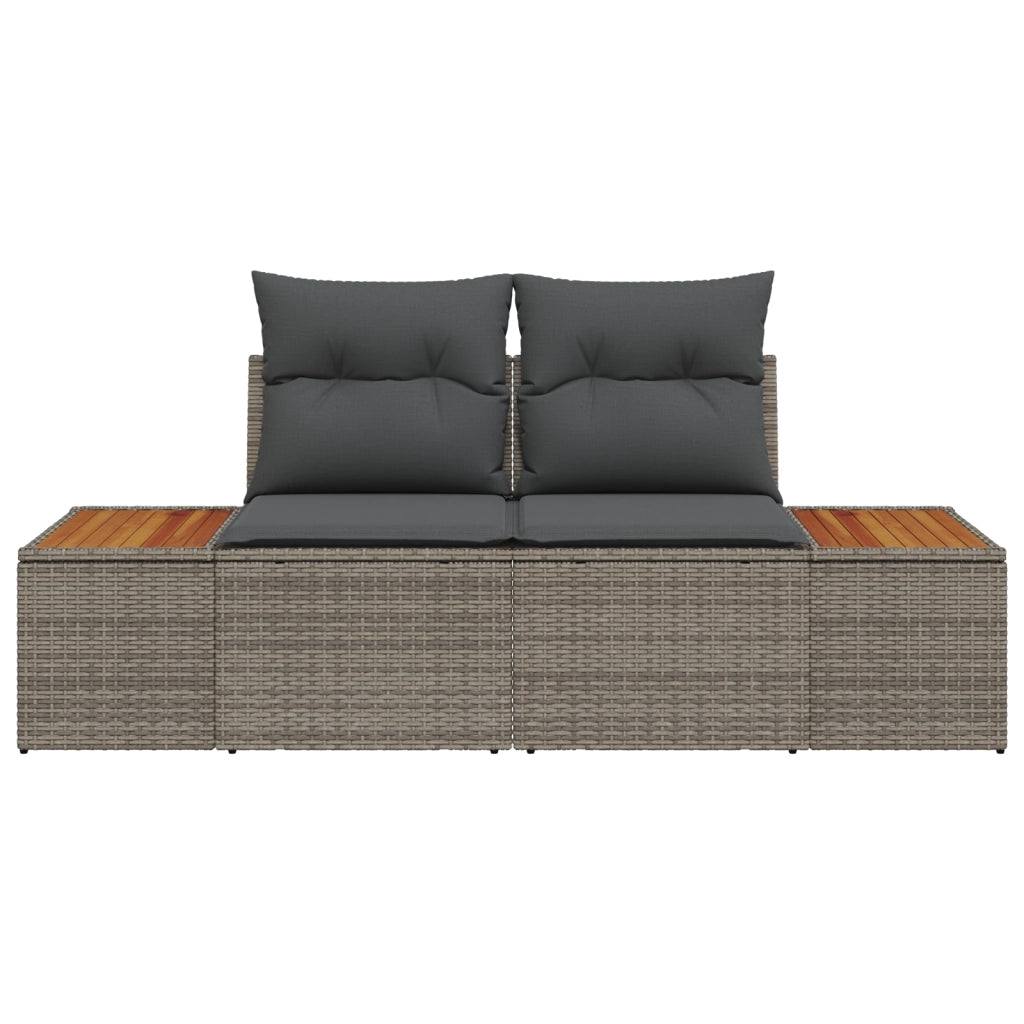 Divano da giardino a 2 posti con cuscini grigio in polyrattan