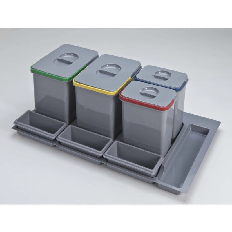 Pattumiera Practiko 90 colore grigio capacità 2x12 LT+2x5 LT e tre vaschette