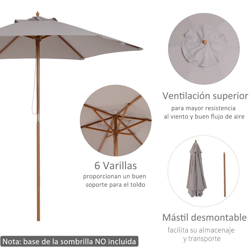 Ombrellone da Giardino ¨C zephmum ¨C Grigio Legno ?250x230 cm