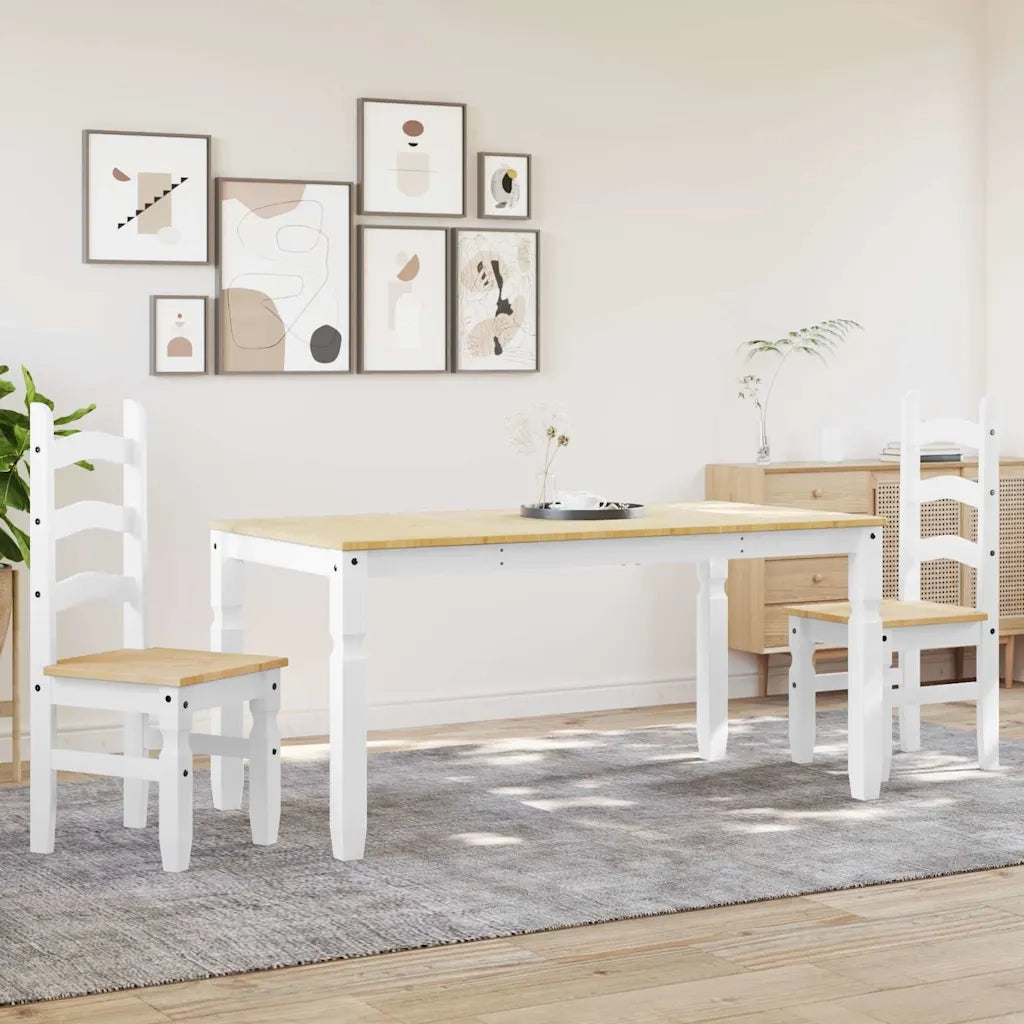 Set da Pranzo 3 pz PANAMA Bianco in Legno Massello di Pino 3345202