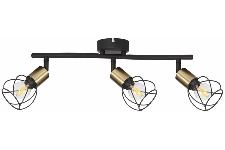 Plafoniera loft nera/oro Mahavi 3 luci E14 Reality