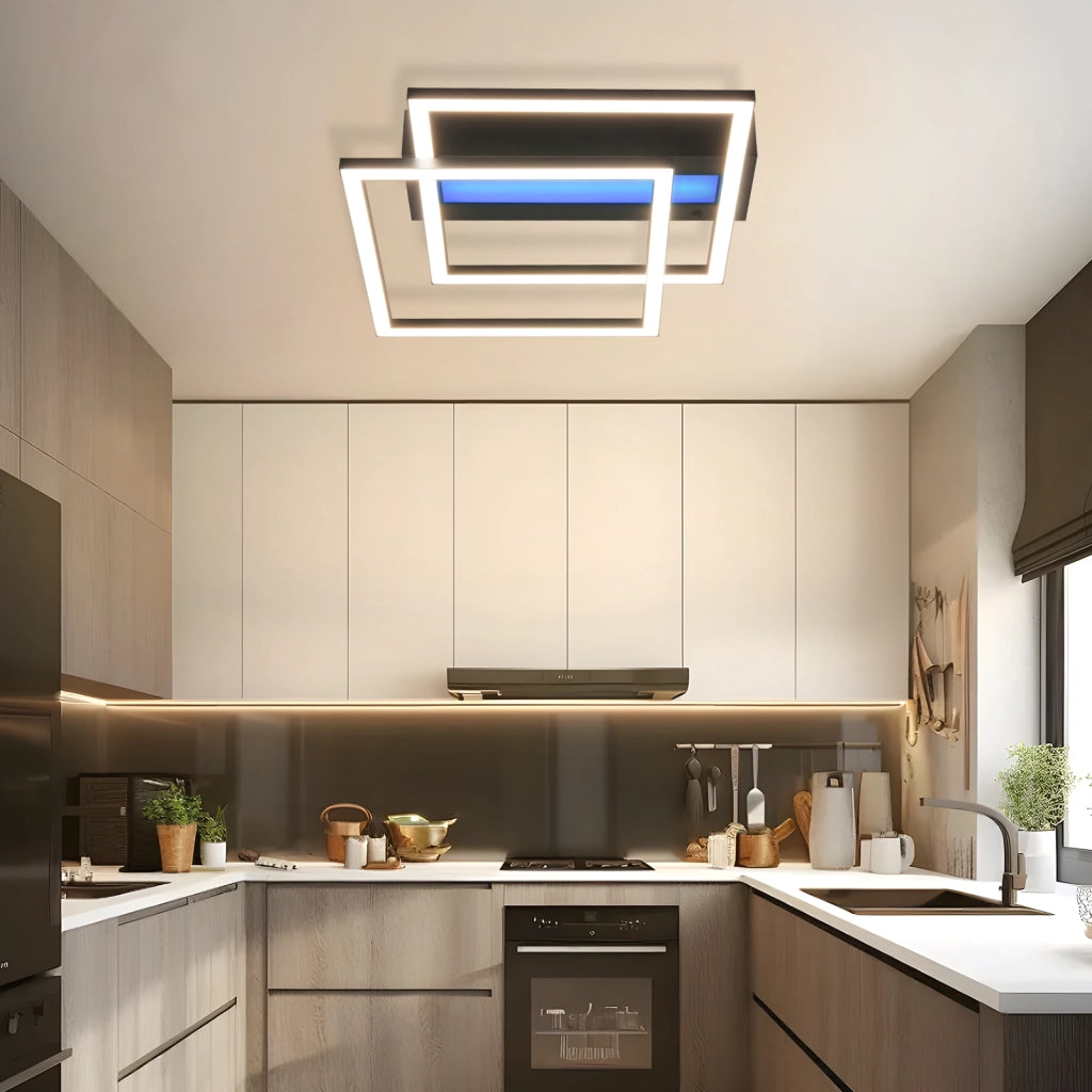 ZMH Lampada da soffitto LED quadrata 36W nera luce RGB regolabile per camera letto soggiorno cucina corridoio cameretta