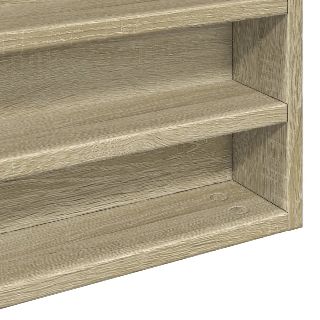 Vetrina moderna ed elegante con pratico spazio contenitivo 100 x 8 x 75 cm realizzata in legno composito di rovere Sonoma 02_0049515