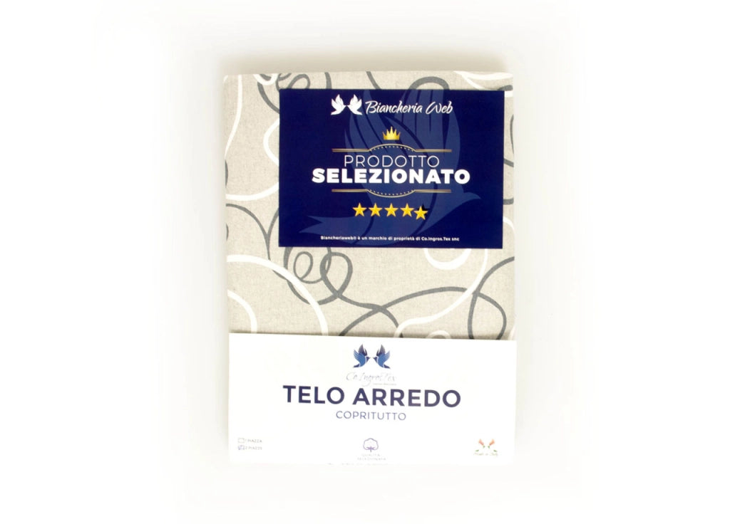 Telo Arredo Granfoulard Copritutto Cotone Made Italy Vari Disegni Arredatutto Copriletto Multiuso - 1 Piazza - Penelope Grigio
