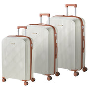 Set di 3 valigie rigide Bianco sporco e marrone Materiale sintetico Lucchetto TSA in ferro Ruote silenziose Cerniera antifurto 3 misure Moderno