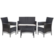 Set Divani da Giardino 4 pz con Cuscini in Polyrattan Nero cod mxl 39502