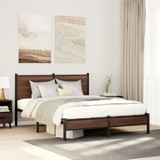 vidaXL Giroletto senza Materaso in Metallo Rovere Marrone 150x200 cm