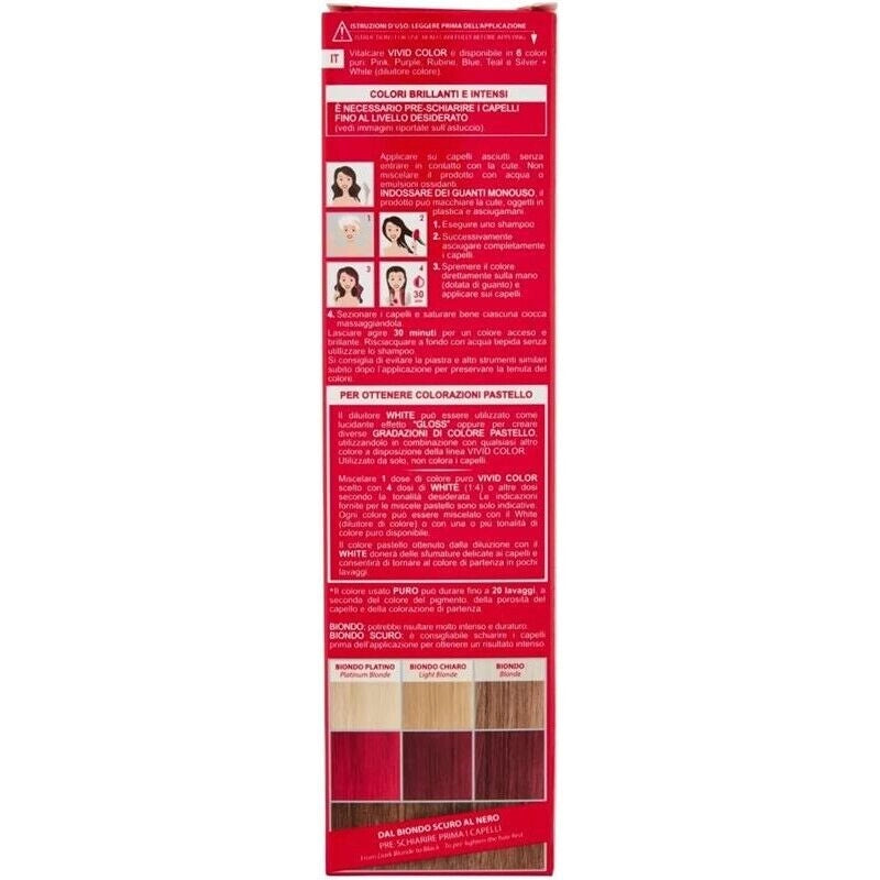 VITALCARE TINTA SEMIPERMANENTE PROFESSIONALE PER CAPELLI MORBIDI IDRATATI E LUMINOSI IN COLORE ROSA 100 GR