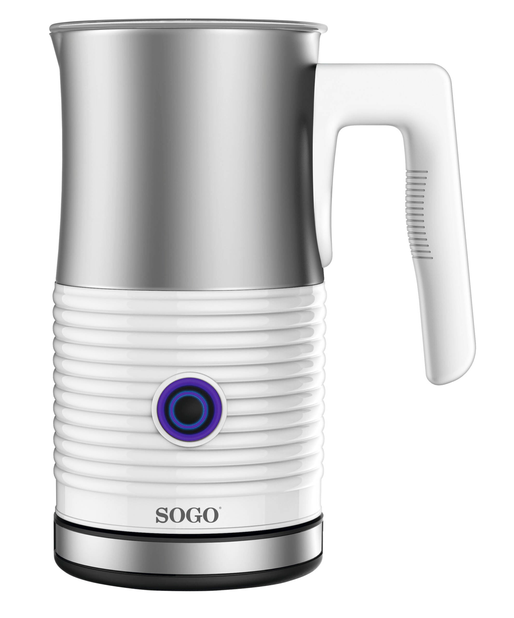 SOGO Montalatte Elettrico 500W - Schiuma Latte Calda e Fredda, Capacità 130ml/300ml, Contenitore Antiaderente, Base 360°, Spegnimento Automatico