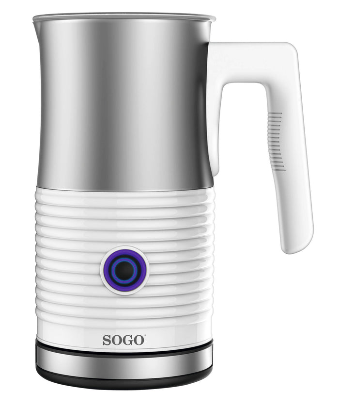 SOGO Montalatte Elettrico 500W - Schiuma Latte Calda e Fredda, Capacità 130ml/300ml, Contenitore Antiaderente, Base 360°, Spegnimento Automatico