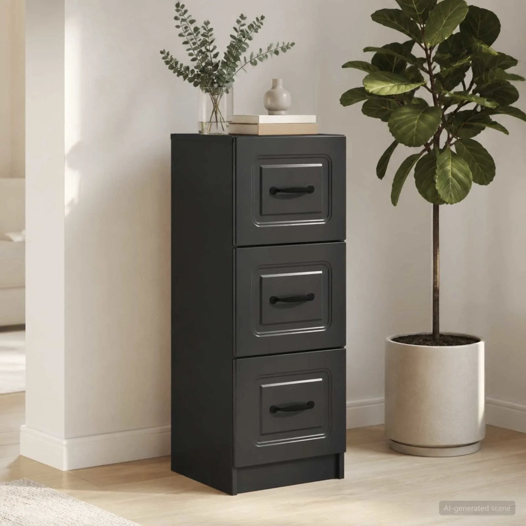 Mobile con Cassetti Nero 33 x 34,5 x 87 cm Legno ingegnerizzato 895766