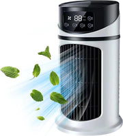 Ventilatore - 9,5 pollici - Ventilatore a nebbia elettrico - Ventilatore a torre senza lamelle con 6 velocità - Con serbatoio d'acqua da 300 ml - Bagno/ufficio - Nebbia speciale silenziosa - Bianco