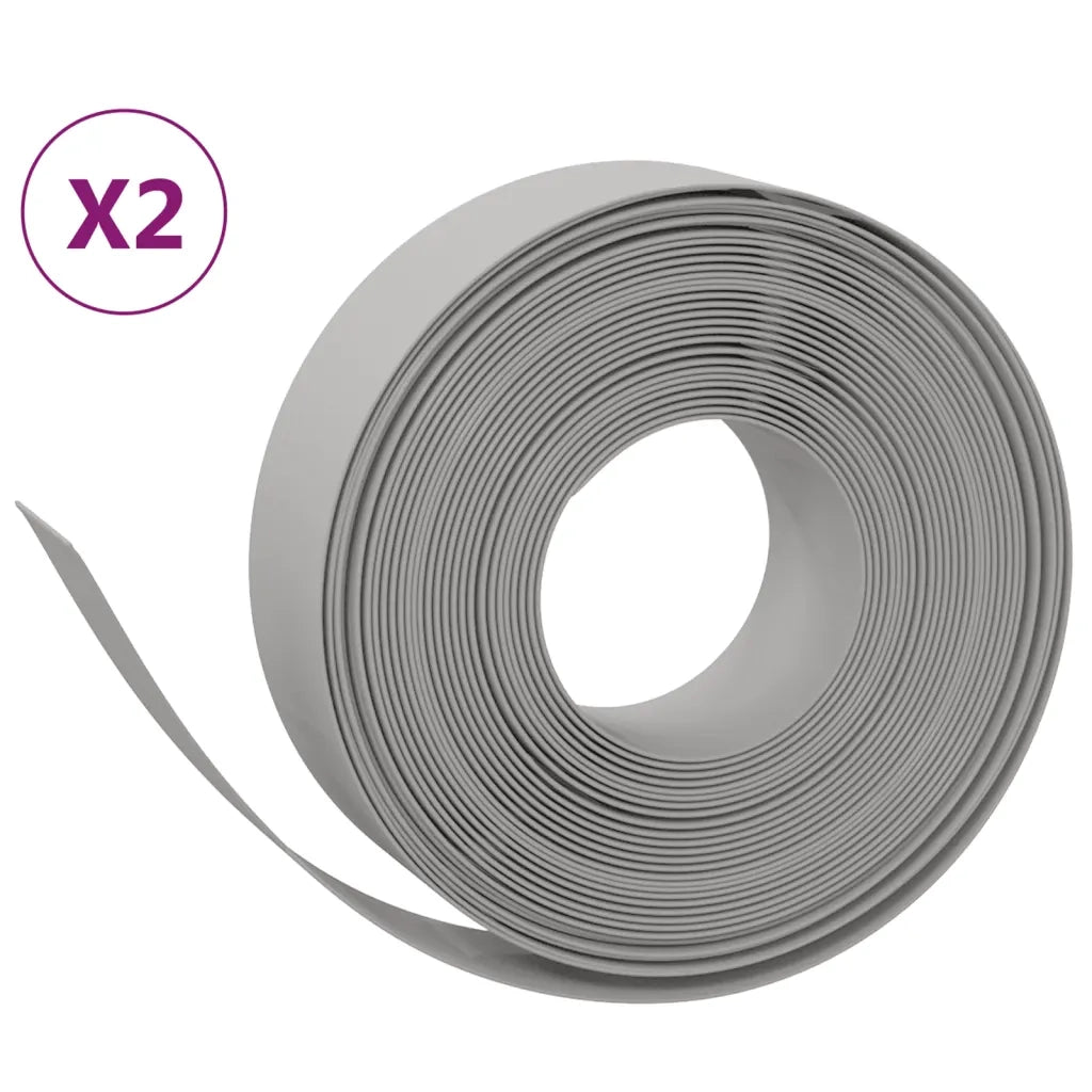 Bordature da Giardino 2 pz Grigie 10 m 15 cm in Polietilene 3155440