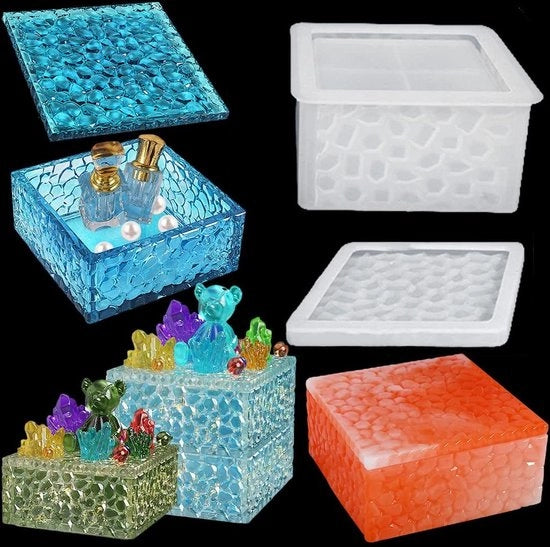 Scatola di Stoccaggio Resinica Stiviale - Scatola di Stoccaggio con Copertura in Silicone - Contenitori per Dolci in Epoxy - Modelli di Gesso per Decorazione - Vaso per Fiori