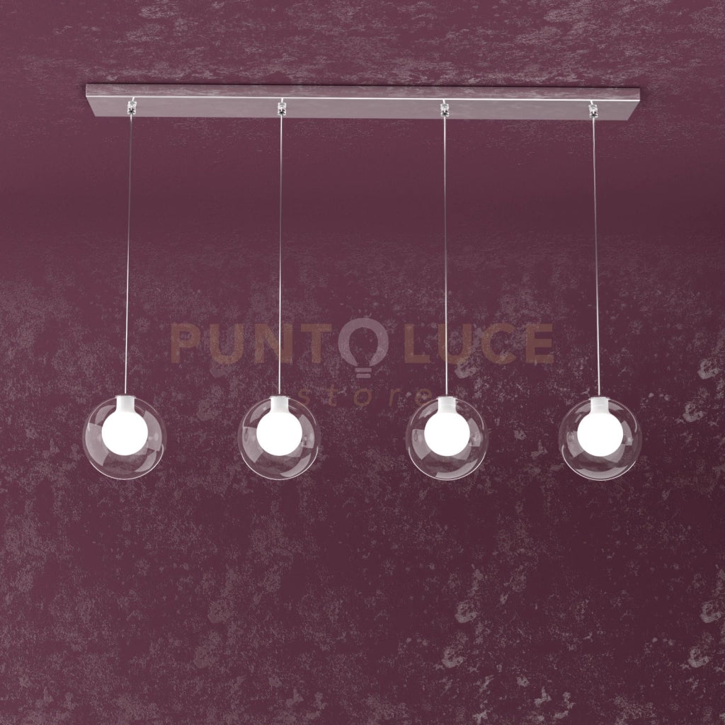 WILLOW SOSPENSIONE RETTANGOLARE 4 LUCI VETRO BIANCO 1098-S4 R-BI