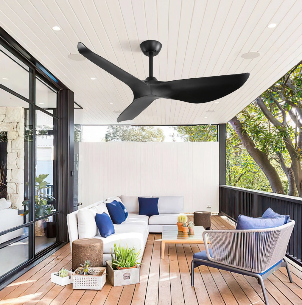 VENTILATORE DA SOFFITTO 132 cm Reversibile 6 Velocità ABS Nero