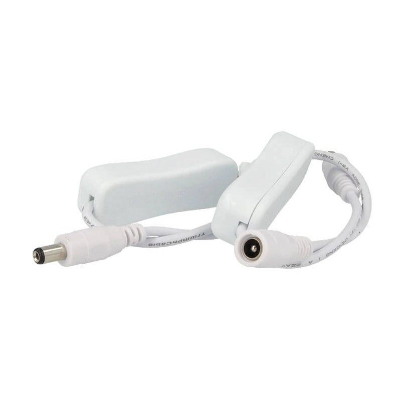 2 PZ Interruttori ON OFF Bianchi con Cavo Presa Femmina e Spina Maschio DC JACK 5,5mm x 2,1mm