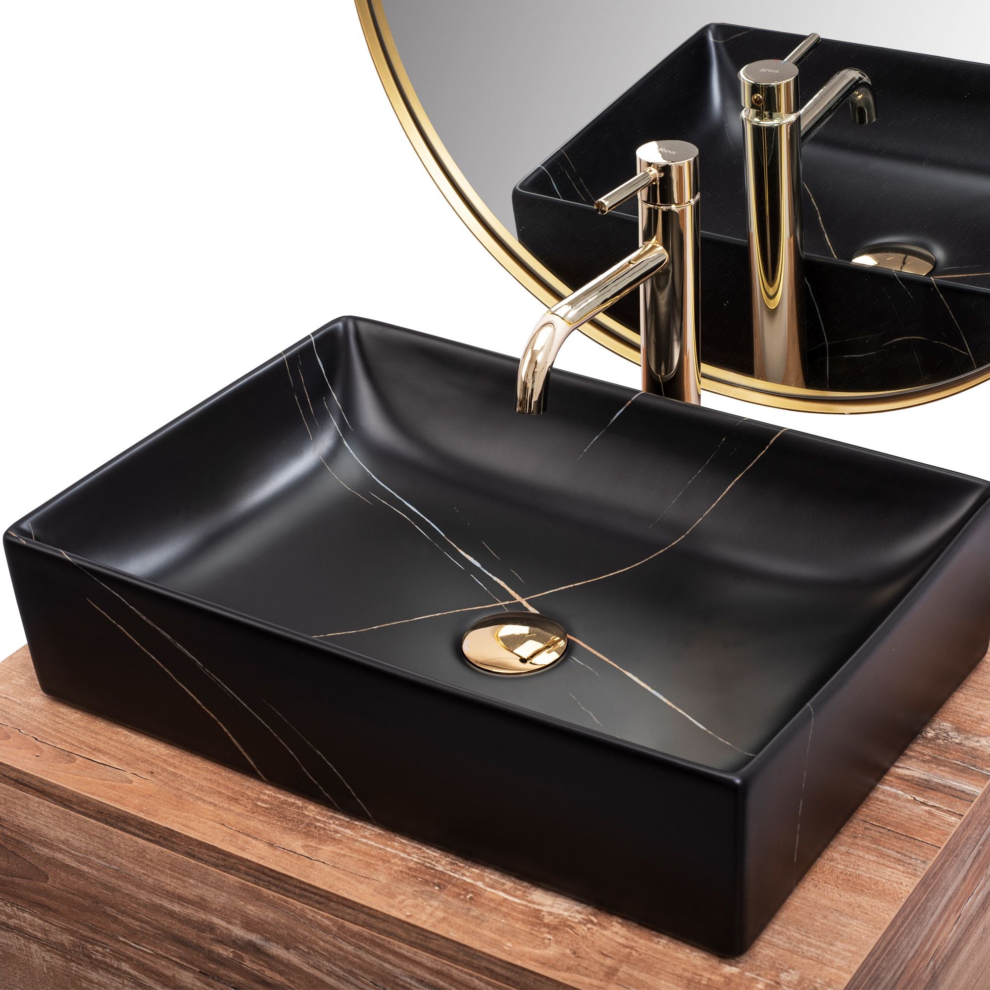 Lavabo Da Appoggio Rea Inga Black Marble Mat