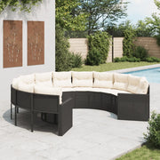 vidaXL Divano da Giardino con Cuscini Circolare Nero in Polyrattan