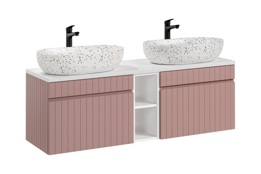 Set mobili bagno 140 cm con lavabi da appoggio Iconic Rose 140 cm