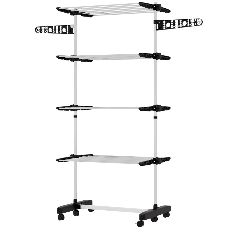 STENDIBIANCHERIA Pieghevole 142x55x172 cm Acciaio inox Nero con ruote