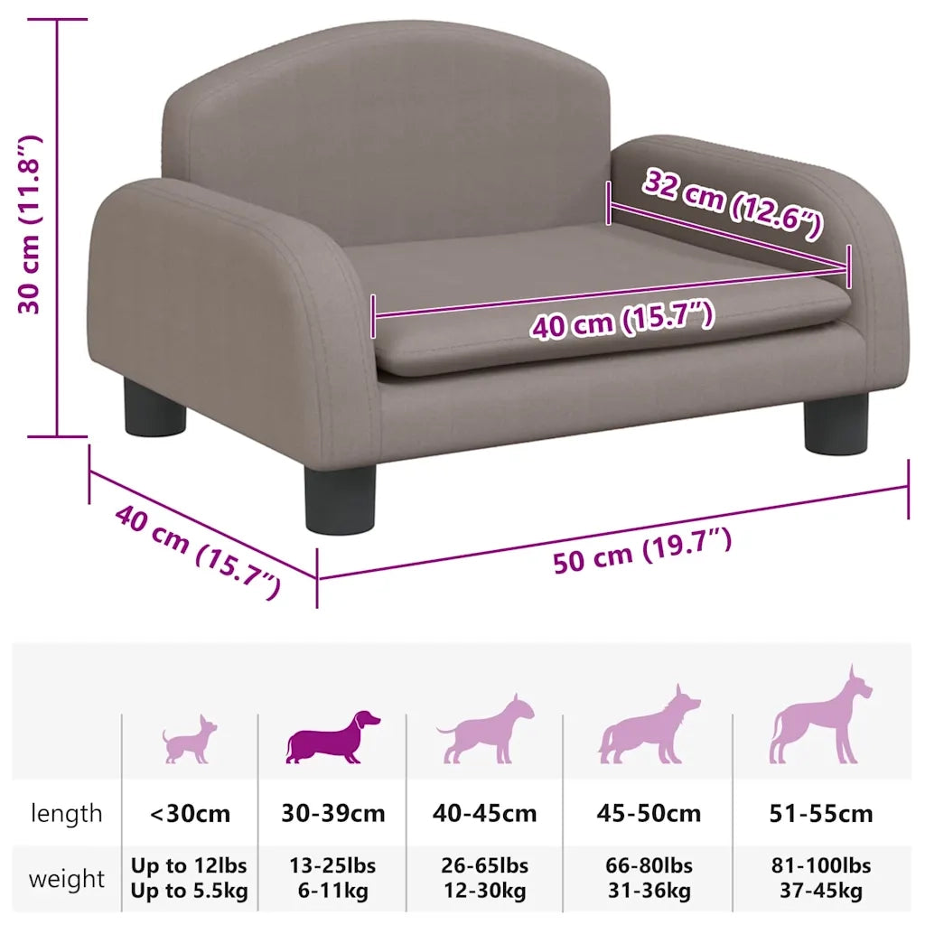 Lettino per Cani Tortora 50x40x30 cm in Tessuto CFW7239368