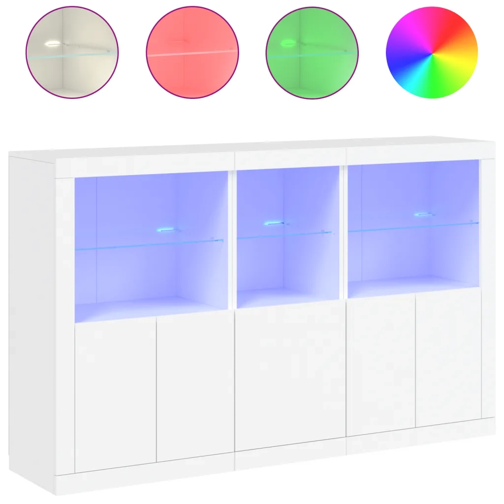 Credenza con Luci LED-Buffet-Armadio da cucina Bianca 162x37x100 cm 450140