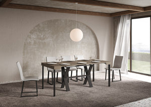 Consolle Allungabile 90-300x40x77 cm Xenia Tortora Telaio Antracite