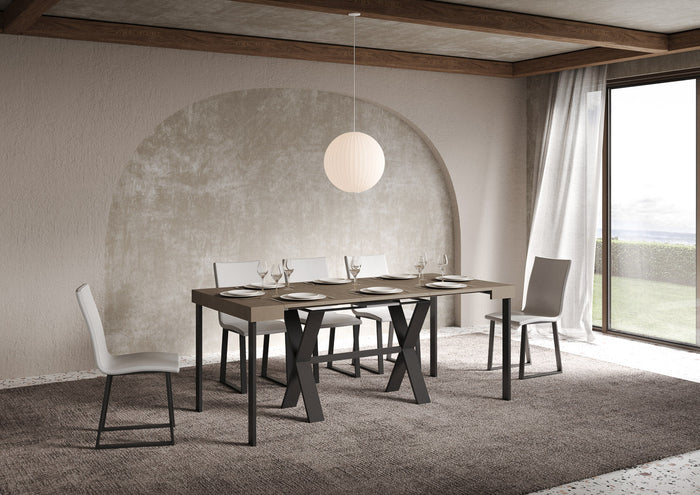 Consolle Allungabile 90-300x40x77 cm Xenia Tortora Telaio Antracite