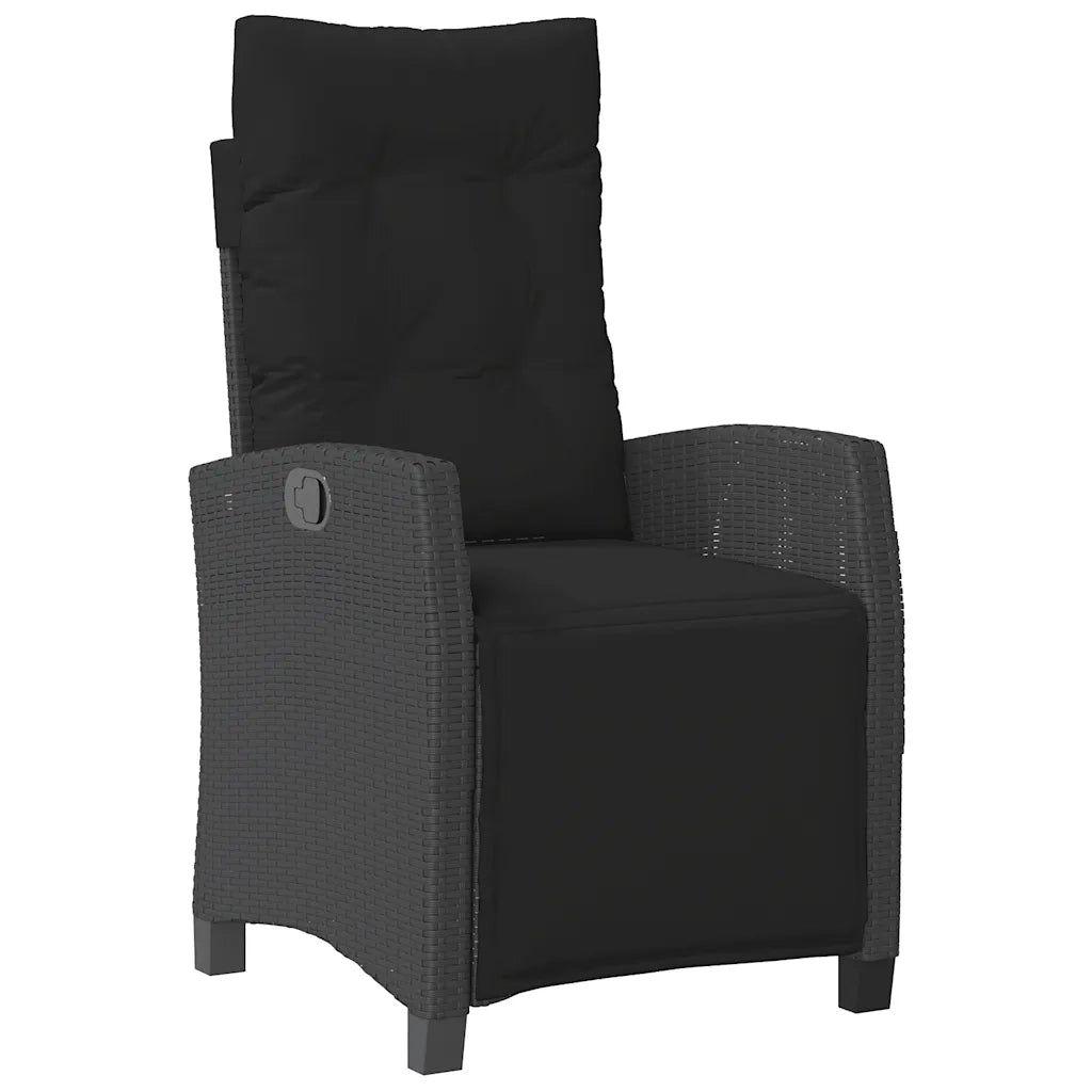 Set da Pranzo da Giardino 5 pz Nero con Cuscini in Polyrattan 3277388