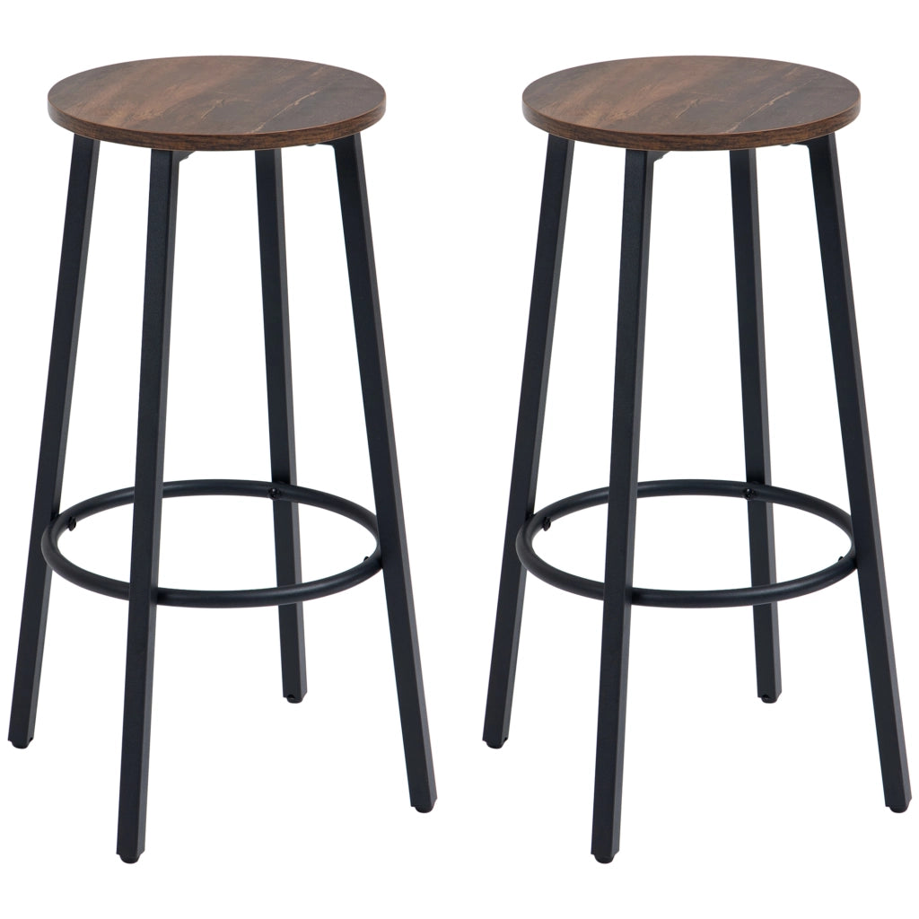 SGABELLO ALTO Set da 2 pezzi 42x42x65 cm Brown compensato e acciaio