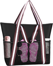 Borsa da Spiaggia per Donne - Con Cerniera e Borse - Ripiegabile - Leggera - Borsa a Spalla per Viaggi, Piscina, Shopping, Vacanza