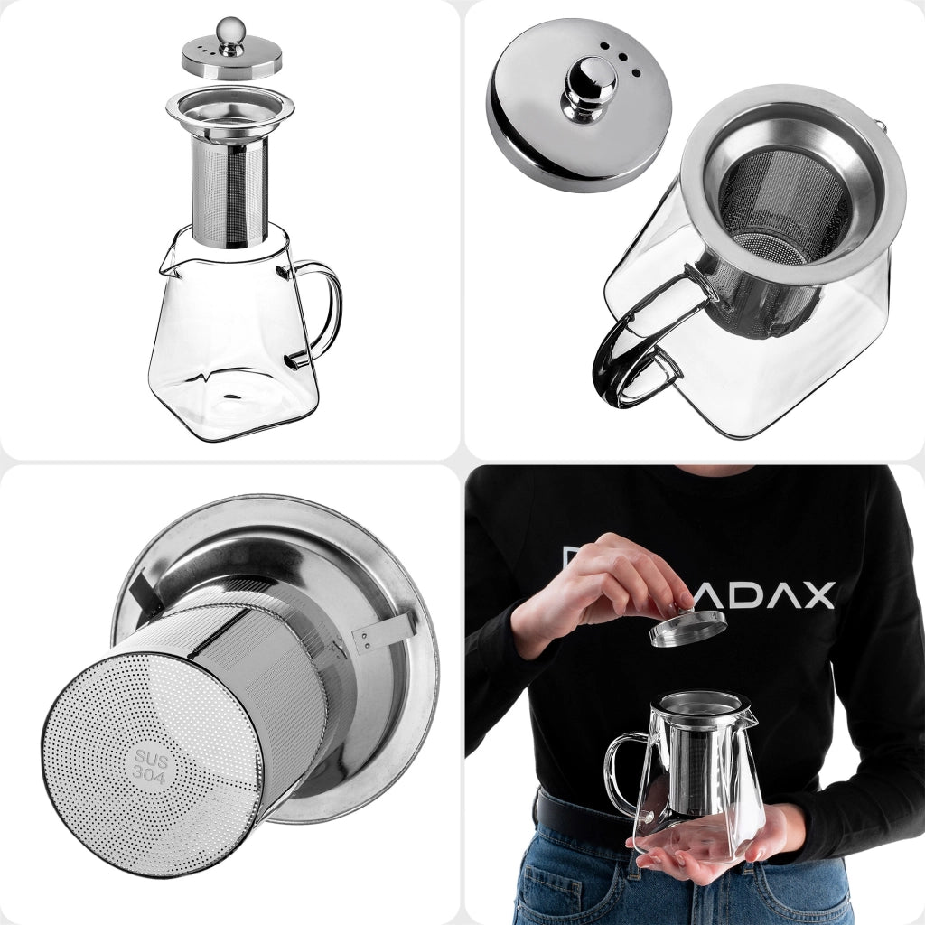 Teiera in vetro resistente al calore KADAX da 650 ml con infusore per tisane