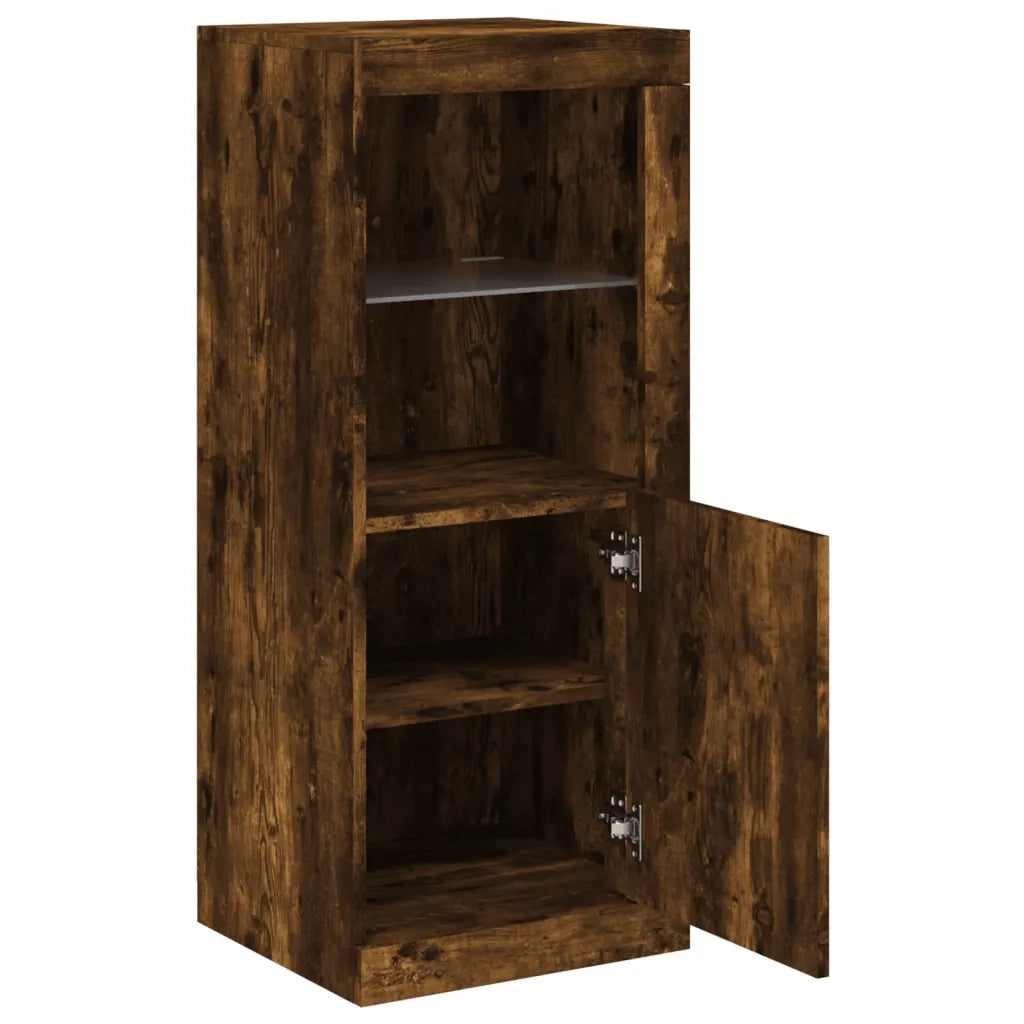 Credenza con Luci LED-Buffet-Armadio da cucina Rovere Fumo 41x37x100 cm 298609